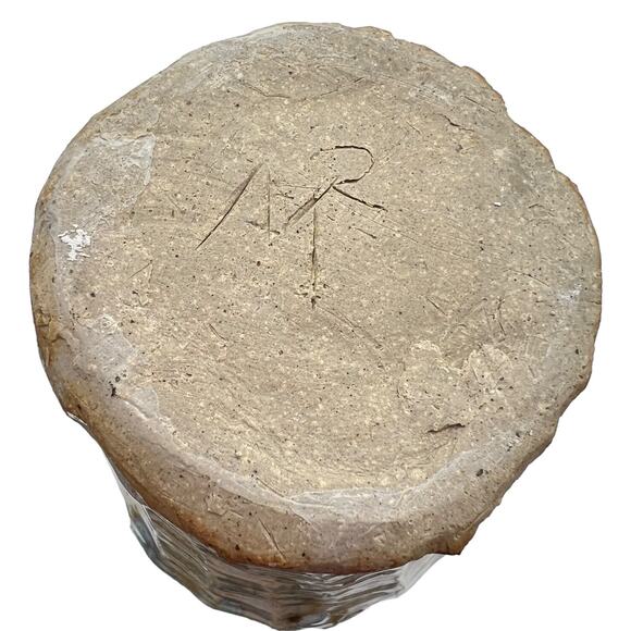 Studio Pottery 8" Vase Blue Tan Heavy Drip Chunky Texture Glossy Artist Signed - Picture 11 of 12